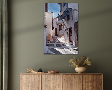 Atmospheric Greek street in the old part of Vathy (Samos Town) by Angelique van Esch