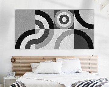 Modernes minimalistisches geometrisches Kunstwerk mit Kreisen und Quadraten 3 von Dina Dankers