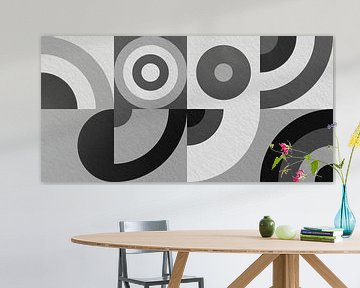 Modern minimalistisch geometrisch kunstwerk met cirkels en vierkanten 4 van Dina Dankers