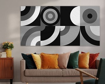 Modern minimalistisch geometrisch kunstwerk met cirkels en vierkanten 5 van Dina Dankers