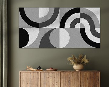 Modern minimalistisch geometrisch kunstwerk met cirkels en vierkanten 7 van Dina Dankers