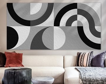 Modernes minimalistisches geometrisches Kunstwerk mit Kreisen und Quadraten 7 von Dina Dankers