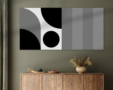 Modern minimalistisch geometrisch kunstwerk met cirkels en vierkanten 8 van Dina Dankers