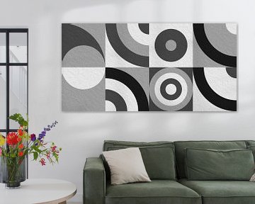 Modern minimalistisch geometrisch kunstwerk met cirkels en vierkanten 9 van Dina Dankers
