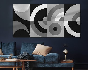 Modernes minimalistisches geometrisches Kunstwerk mit Kreisen und Quadraten 10 von Dina Dankers
