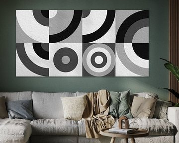 Modern minimalistisch geometrisch kunstwerk met cirkels en vierkanten 11 van Dina Dankers