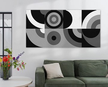 Modernes minimalistisches geometrisches Kunstwerk mit Kreisen und Quadraten 12 von Dina Dankers