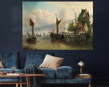 Elias van Bommel, Zeilschepen in de haven, 1883