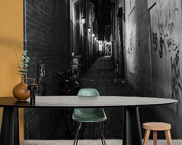 Donkere steeg in de binnenstad van Utrecht van Bart van Lier