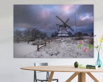 Aleglo's windmill in winter time van Marc Hollenberg