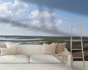 Panoramisch zicht op het Verdronken Land van Saeftinghe van Leoniek van der Vliet