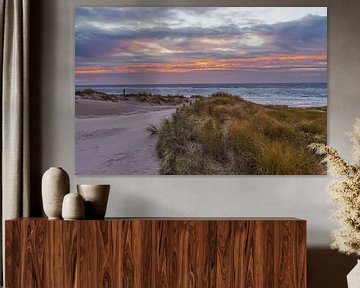 Zonsondergang in de duinen op het strand van Rob Baken