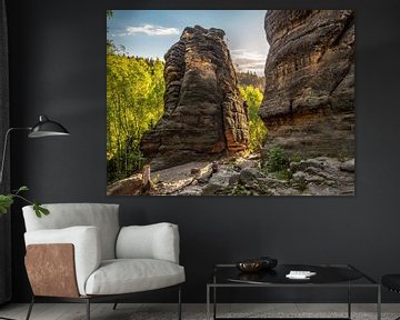 Bielatal in Saxon Switzerland – View of Wegelagerer and Schraubenkopf by Pixelwerk