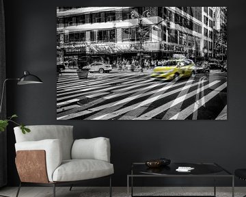 New York Yellow Cab Crossing Broadway by marlika art