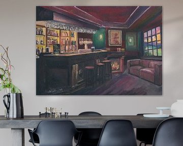 Pub evening with bar and fireplace in lonely Scottish Highlands by Markus Bleichner