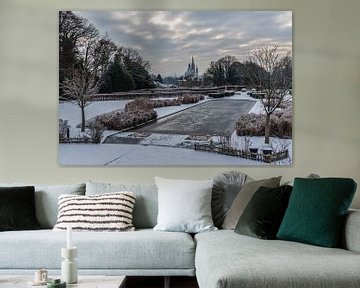 Panoramablick über den Stadtpark Stuyvenberg mit zugefrorenen Teichen, von Werner Lerooy