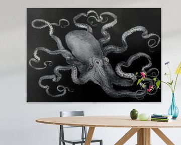 Pulpo Octopus Inktvis Digitale Kunst Diepzeeaquarium van Michael Godlewski