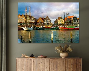 Schilderij effect op foto Haven van Volendam van Alice Berkien-van Mil