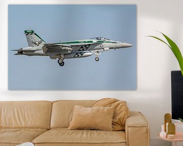 Un magnifique Boeing F/A-18E Super Hornet de l'US Navy photographié juste avant son atterrissag
