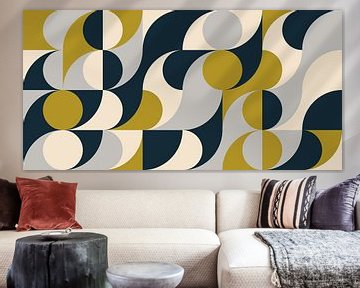 Retro waves in olive green, grey, white and black. by Dina Dankers