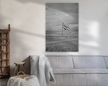 Drapeau sur la plage | Scheveningen Pays-Bas sur Amersfoort Fotoprint