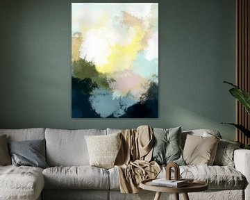 Spring hope. Modern Abstract colorful painting in yellow, blue, green, pink a by Dina Dankers