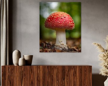 Champignon (agaric tue-mouches) rouge avec des points blancs