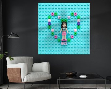 Amis Lego Emma en cœur rose-vert sur ToyWallArt