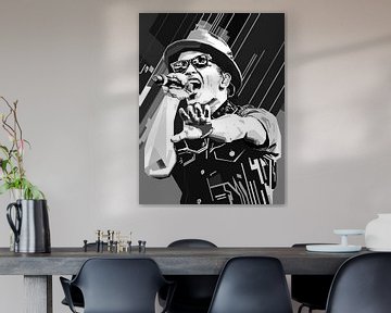 Bruno Mars zwart-wit WPAP van SW Artwork