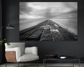 Belgian breakwater I black and white by Leo van Valkenburg