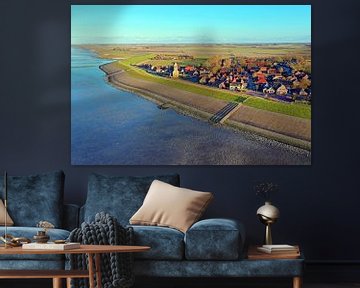 Aerial view of the village of Wierum on the Wadden Sea in the Netherlands by Eye on You