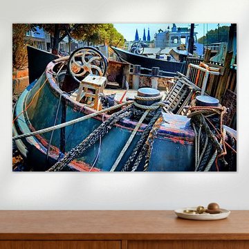 Amsterdam vieux bateau avec des cordes