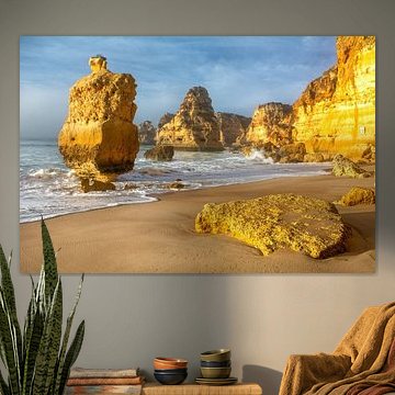 Praia de Marinha in morning light in the Algarve