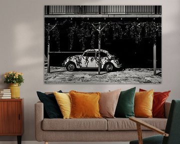 Travel photography Greece - Zakynthos - Old Beetle in picturesque setting - black and white photogra by Irmgard Averesch