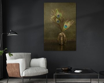 Still Life Peacock Feathers Bohemian. Impressionism by Alie Ekkelenkamp