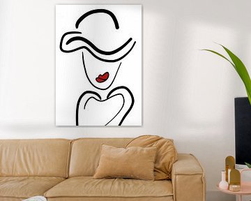 Vrouwelijk portret, abstracte tekening van Joyce Kuipers