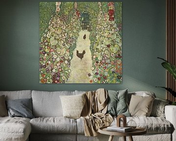 Jardin de fermier avec des poulets, Les glanes, Gustav Klimt