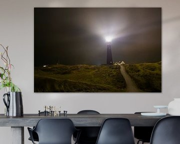 Lighthouse at Schiermonnikoog Wadden island at night