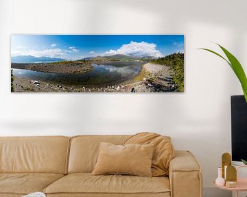 Lac Kluane Yukon, vue ultra panoramique sur le lac sur Hans den Otter fotografie