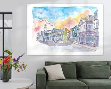 Bunte Hauptstraßenszene mit historischen Häusern in Provincetown, Mass