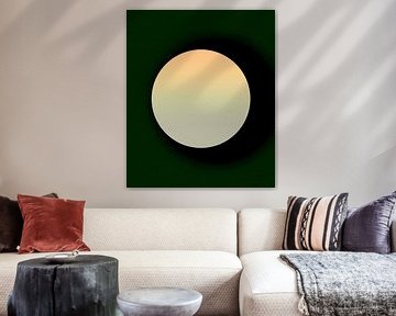 Goldener Mond auf dunkel grünem Hintergrund von Mad Dog Art
