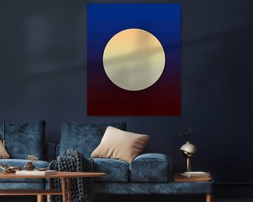 Golden moon on dark blue by Mad Dog Art