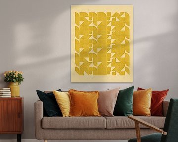 Geel abstract geïnspireerd door Piet Mondriaan van Mad Dog Art