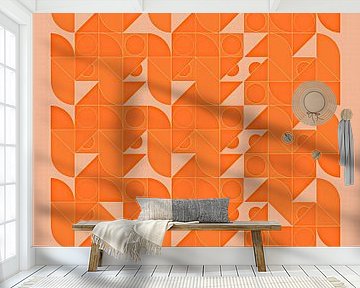 Oranje abstract geïnspireerd door Piet Mondriaan van Mad Dog Art