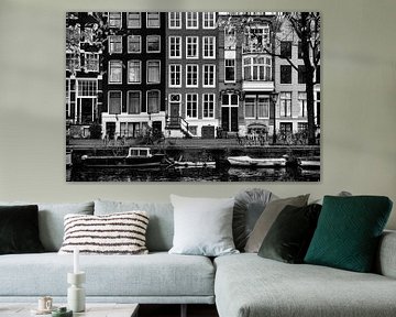 Amsterdam Jordaan grachtenpandjes II zwart wit van marlika art