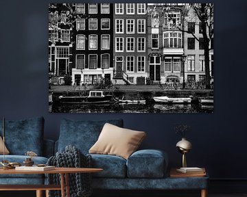 Amsterdam Jordaan Grachtenhäuser II schwarz weiß von marlika art