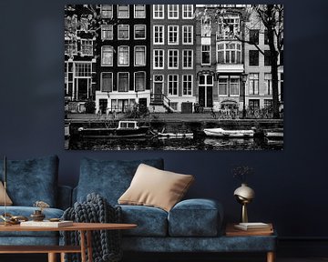 Amsterdam Jordaan grachtenpandjes II zwart wit van marlika art