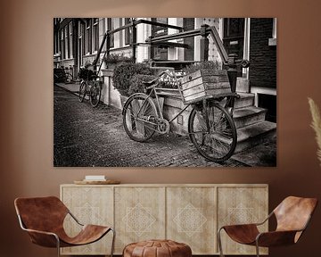 Amsterdam Nostalgische Fiets zwart wit van marlika art