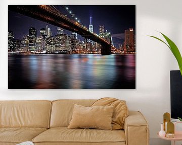 New York Brooklyn Bridge At Night by marlika art