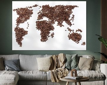 Wereldkaart van koffiebonen van Marcel Krol